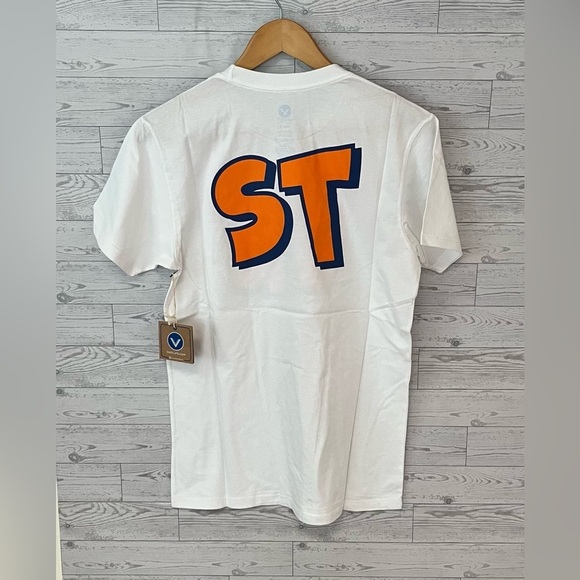 Vast Life Men's Small Vibrant Orange Graphic White Short Sleeve Tee Shirt - Picture 3 of 5